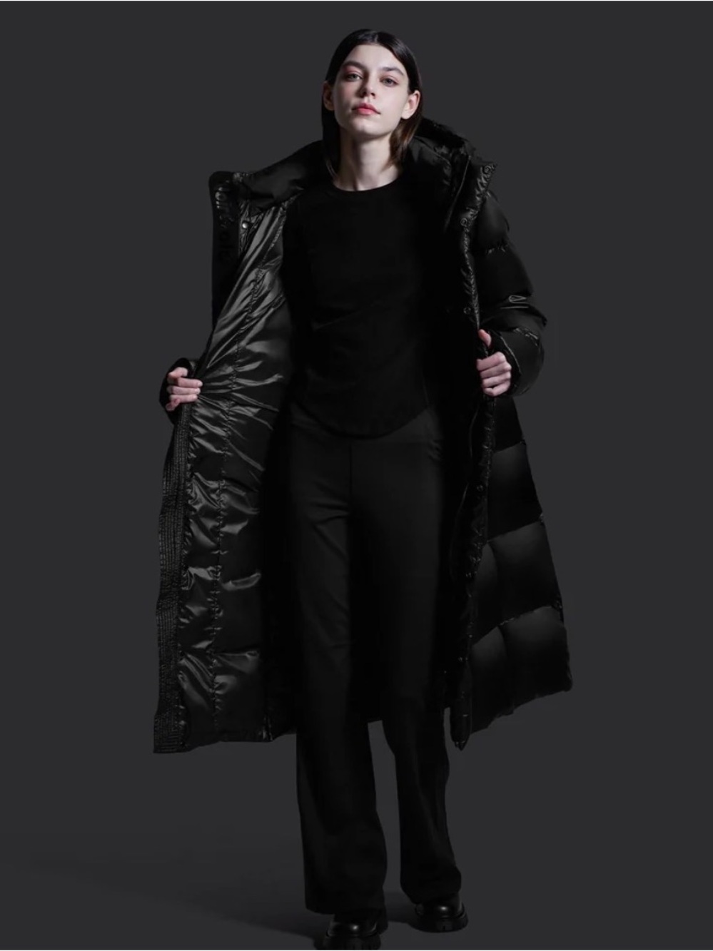 Black Long Puffer Coat - Sleek Insulated Winter Jacket